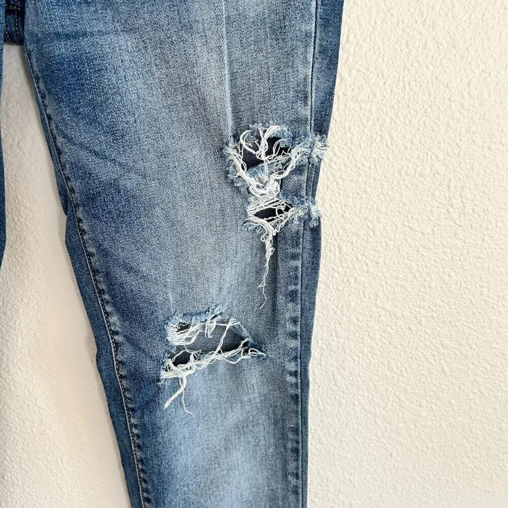 KanCan Jeans Mid Rise Ankle Skinny Distressed Medium Wash Stretch